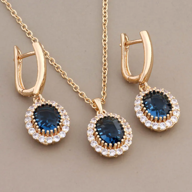 2024 New Luxury Necklaces And Earrings Set With High Quality Natural Zircon Vintage Earrings Gold Color Elegant Earrings Sets