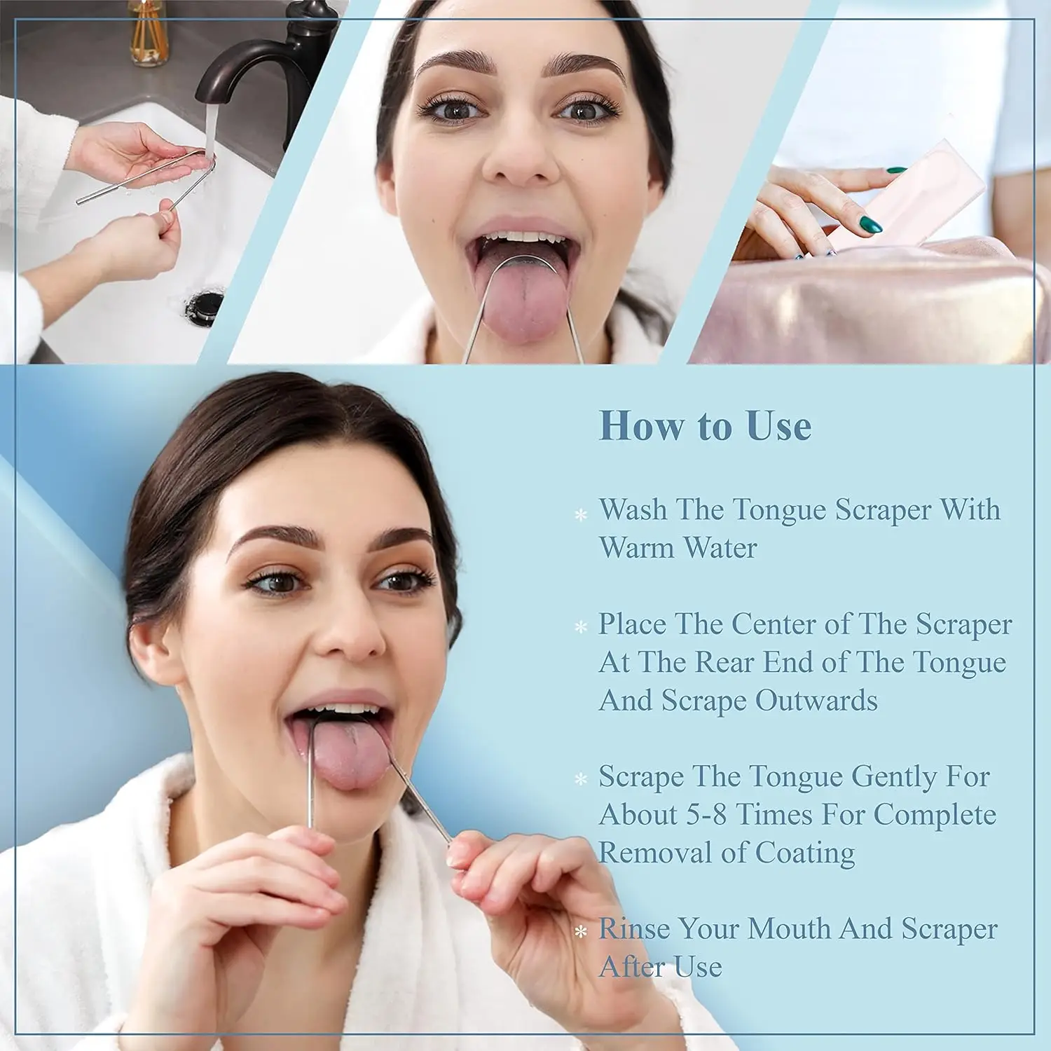 Tongue Scraper for Adult Kids, 2 Pack Stainless Steel Tongue Scraper for Oral Care, Reduce Bad Breath, with Metal Storage Box