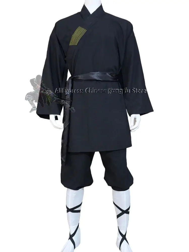Czarny bawełniany strój mnicha Shaolin Sztuki walki Tai chi Uniform Wing Chun Kung fu Ubrania Chłopcy i dziewczęta Zestawy Gongfu