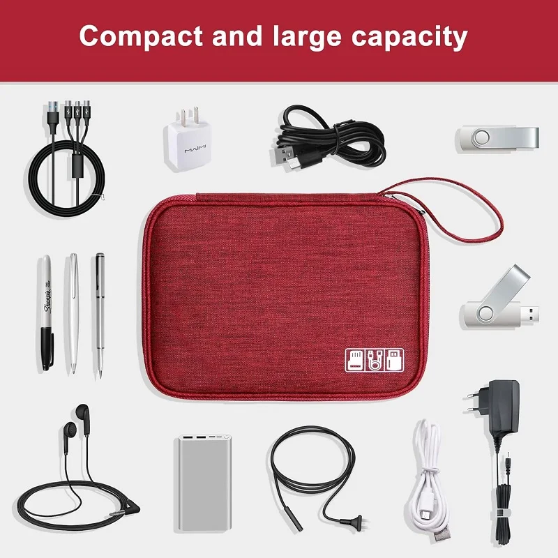 Elektronik-Organizer-Tasche, wasserdichte Reise-Tragetasche, universeller Kabel-Organizer, elektronische Aufbewahrungstasche, Zubehör – Detail 2