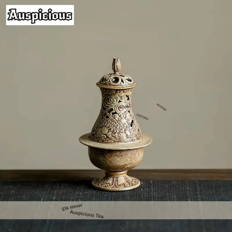 ZAEYORIA Chestnut Shell Sprinkle Gold Incense Holder Zen Garden Incense Burners Aromatherapy Censer Cafes Accessories Craft