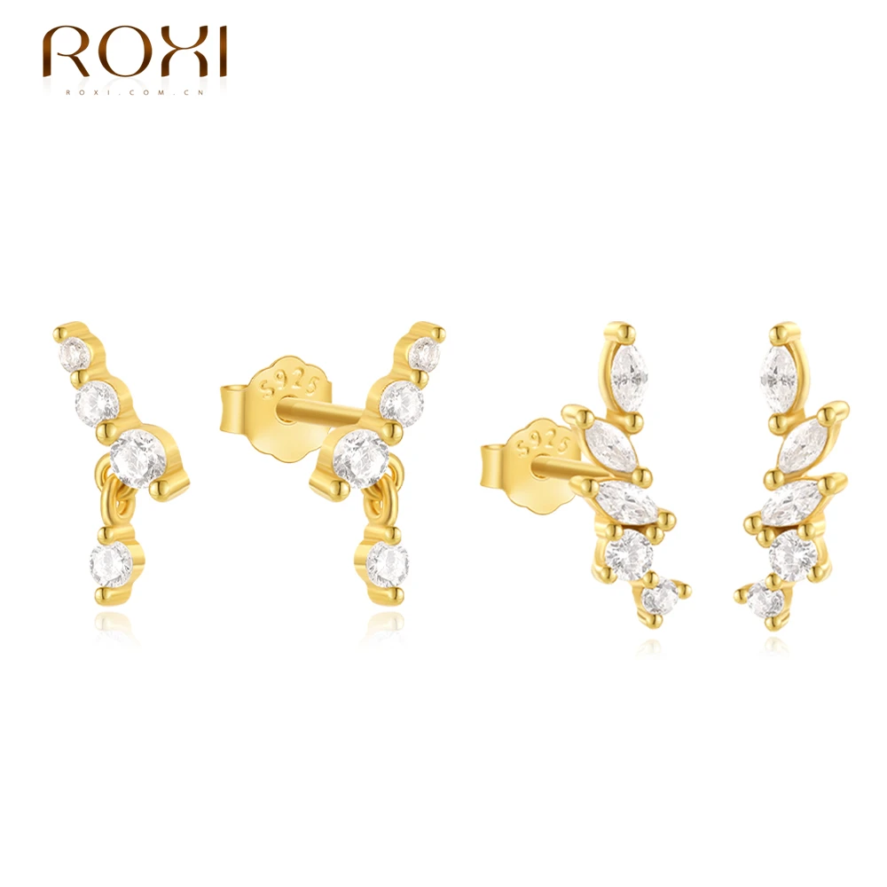 ROXI 925 Sterling Silver 1 Pair White Zircon Earrings for Women INS Trend Tassel piercing earrings  Jewelry pendientes plata