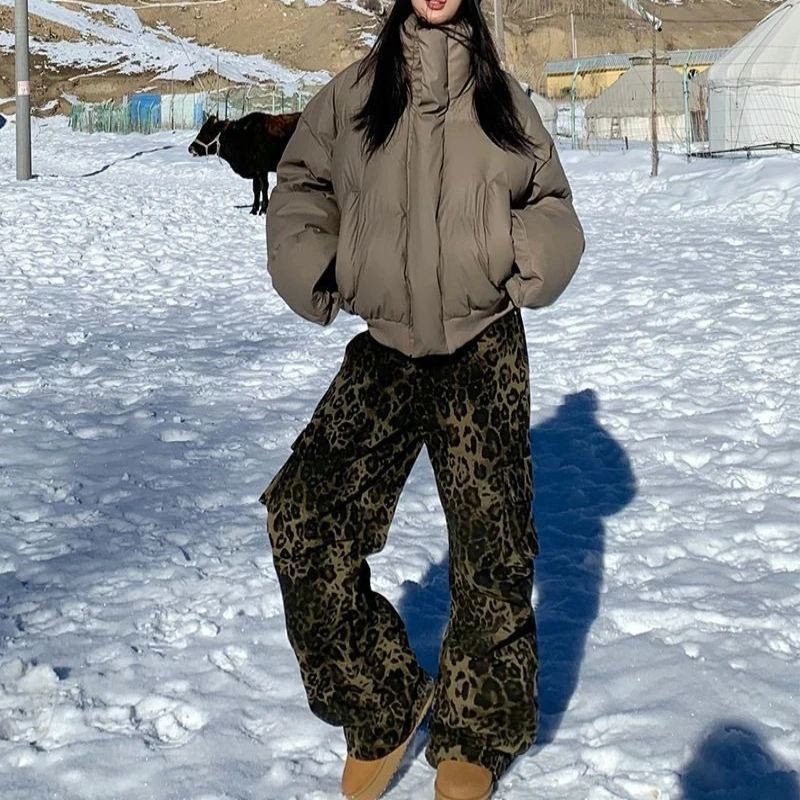 

2025 New Cotton Jacket Women's Winter PU Leather Bread Coat High Street Short Coat