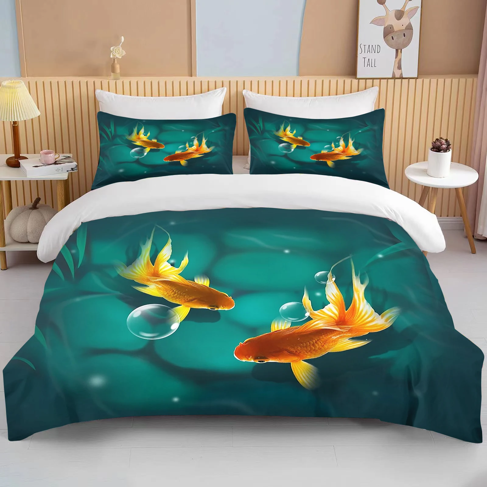 

10 sizes Cute Goldfish Bedding Set Custom Kids Boys Teens Video Game Duvet Cover For Youth New Game Controller Bedspread