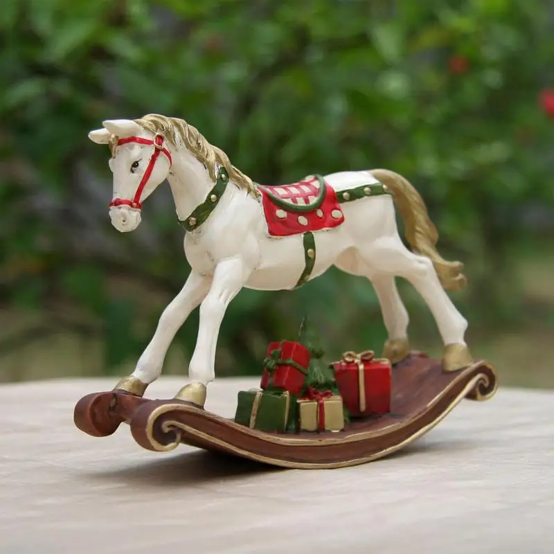 Resin Statue Christmas Rocking Horse Nordic Abstract Ornaments For Figurines Interior Sculpture Room Home Decor