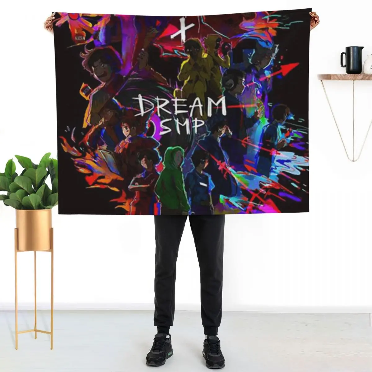 

Dream SMP Black Anime Throw Blanket Warm Throw Blanket Gift for Anniversary