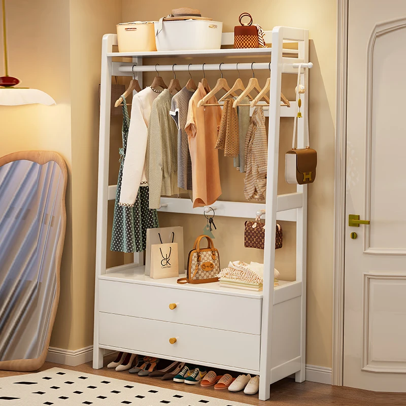 Solid wood clothes and hats floor-to-ceiling bedroom with drawers to hang clothes, room multi-functional storage
