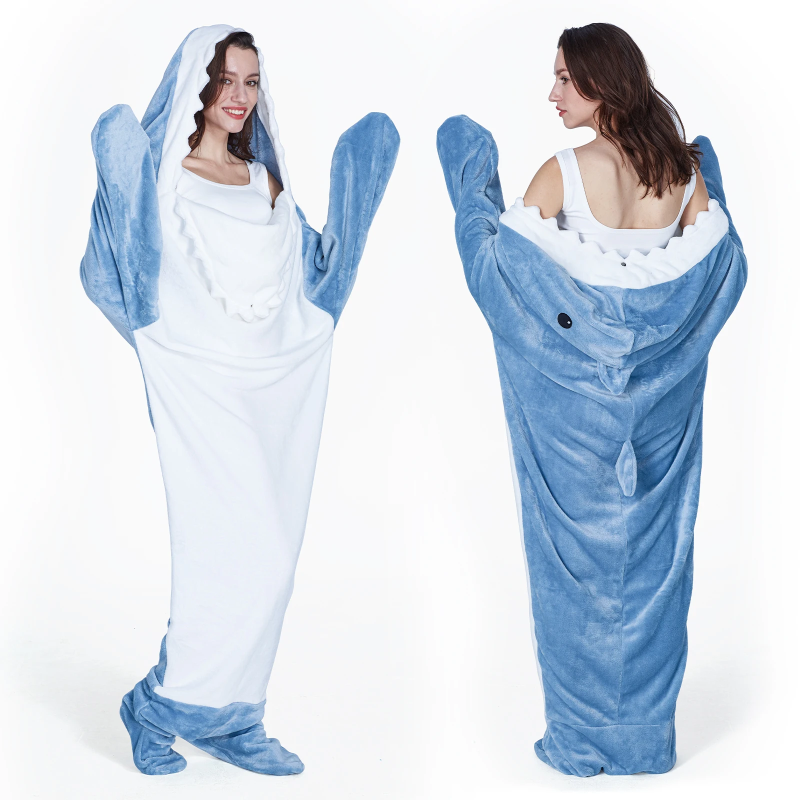 Nette Cartoon Shark Schlafsack Pyjamas Weiche Warme Shark Overall Decke Hohe Qualität Stoff Schal Decke Für Kind Erwachsene