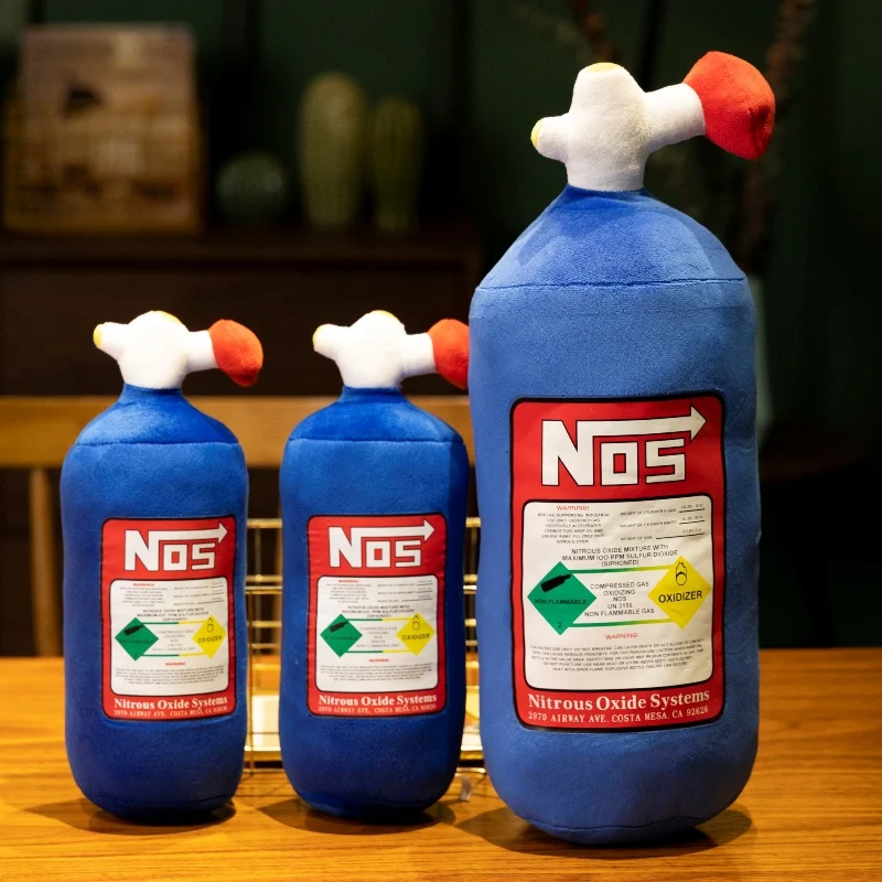 Creative NOS Nitrous Oxide Bottle New Plush Toys Pillow Stuffed Soft Turbo JDM Cushion Car Cosplay Decor Ornament