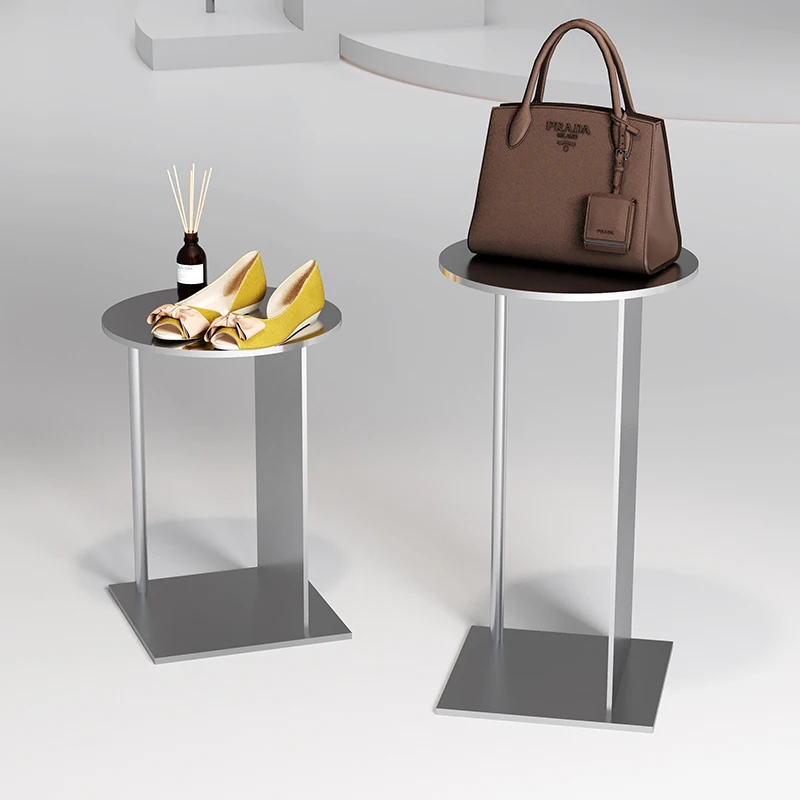 معرض الفولاذ المقاوم للصدأ عرض الجدول تدفق الجدول بوتيك عرض الرف متجر الأحذية نافذة زخرفة متجر الملابس عرض الجدول