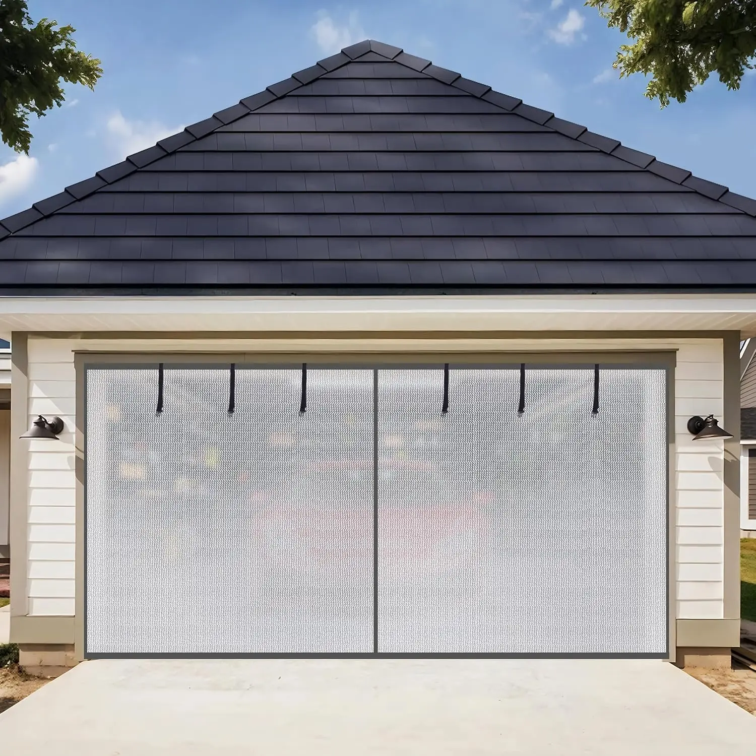 

Privacy Garage Door Screen for 2 Car Garage, 16x7FT Heavy Duty Magnetic Garage Screen Door Mesh, Hands Free Retractable Garag