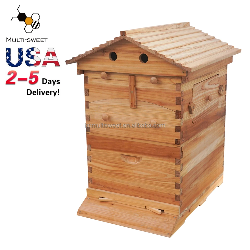 

USA RTS Honey Auto Flowing Bee Hive Automatic Wooden Beehive With 7 Honey Combs Frames