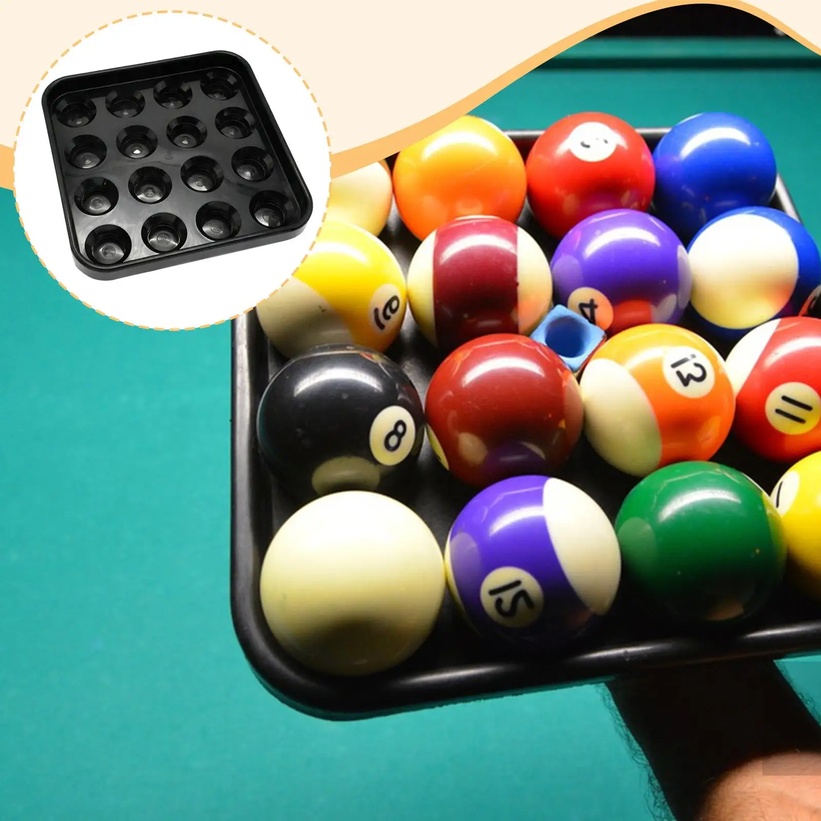 

Billiard Ball Holder Tray, Pool Table Ball Carrying Tray Portable 16 Holes Wear Resistant Stand for Home, Bar, Game Rooms,