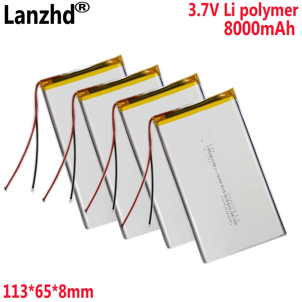 3.7V 8000mAh Polymer Rechargeable Lithium Lipo Battery 8065113 For GPS PDA MID PDF Power Bank Tablet PC battery 7565113 battery