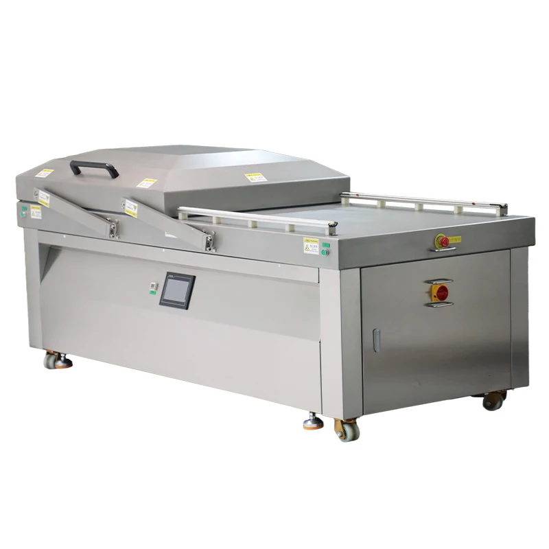 650mm Food-Grade SS304 Vacuum Packing Machine with Omron PLC Touch Screen Double Chamber Automatic Lid Vacuum Sealer