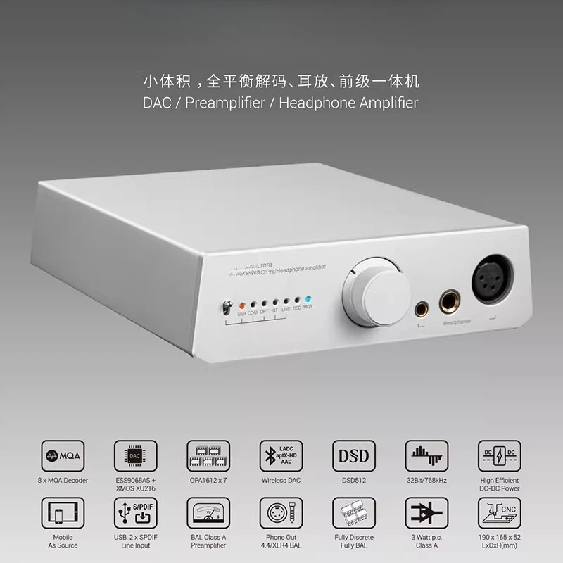 Fully balanced DAC decoding headset amplifier front-stage all-in-one machine