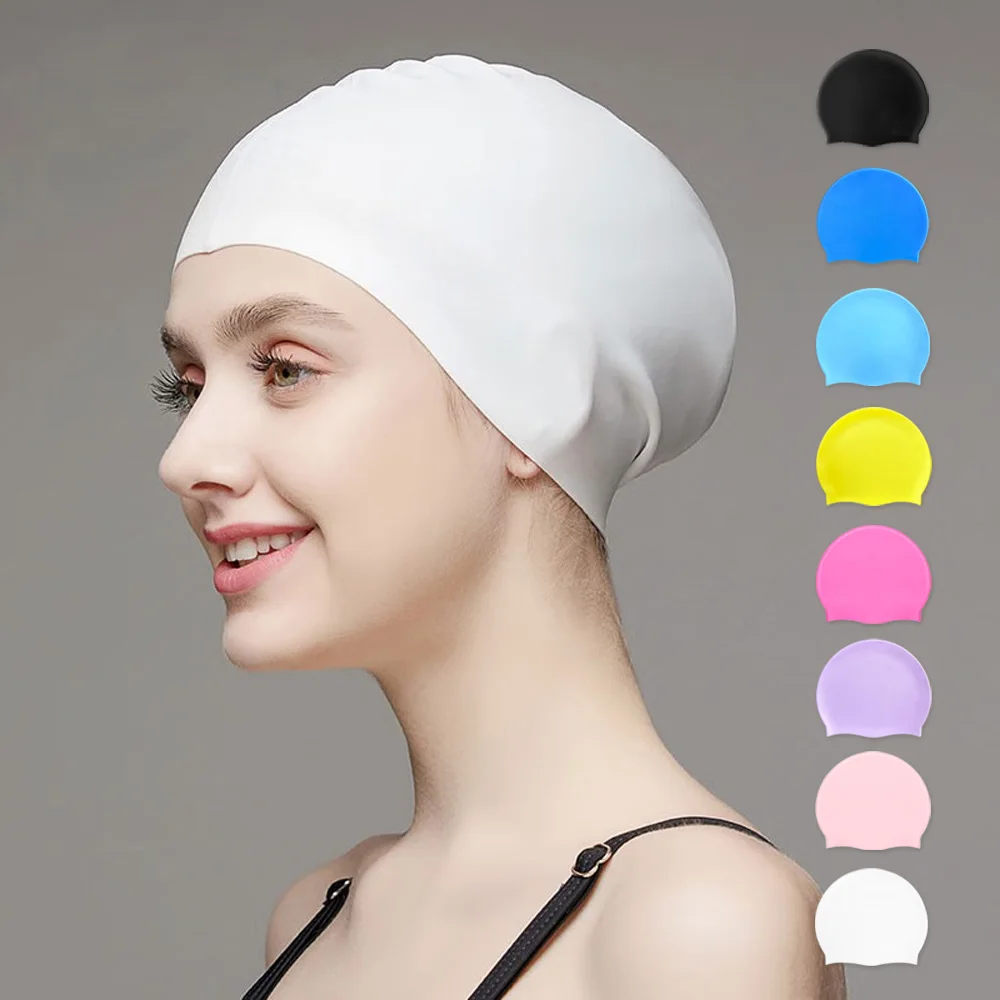 Silicone Swim Cap,Classic Unisex,Adult & Kids,Comfortable Durable Non-Slip Elastic Waterproof Swimming Hat,for Long & Short Hair