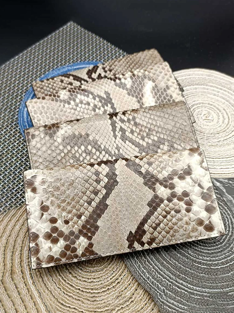 2026 New Fashion Python Skin Genuine Leather Women Men Long Wallets Real Leather Luxury Brand Clutch Girl Boy Gift Cash Purse