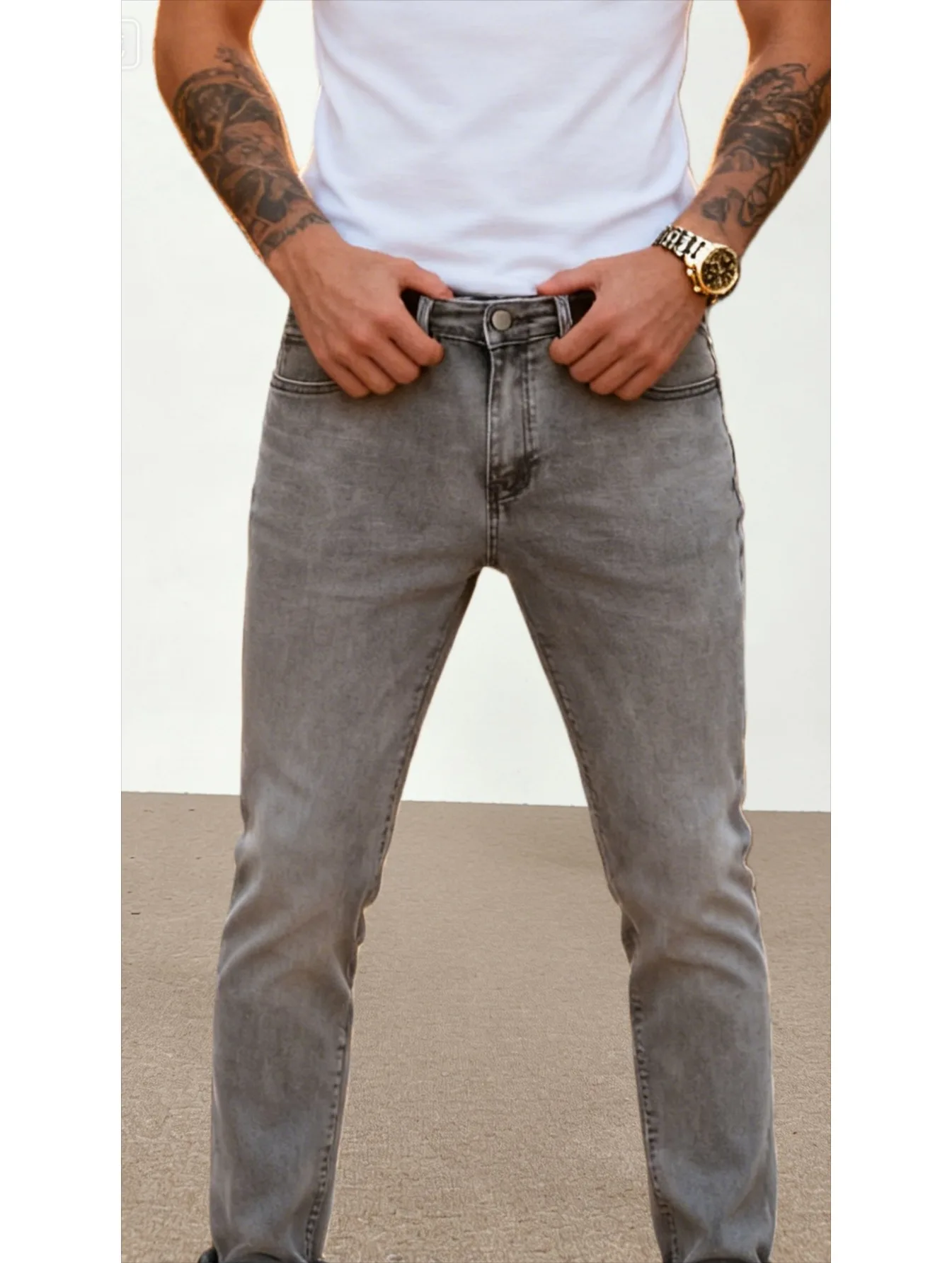 

European Size Men's Slim-Fit Skinny Stretch Jeans - Soft Breathable Non-Tight Versatile Casual Business All-Season Wear