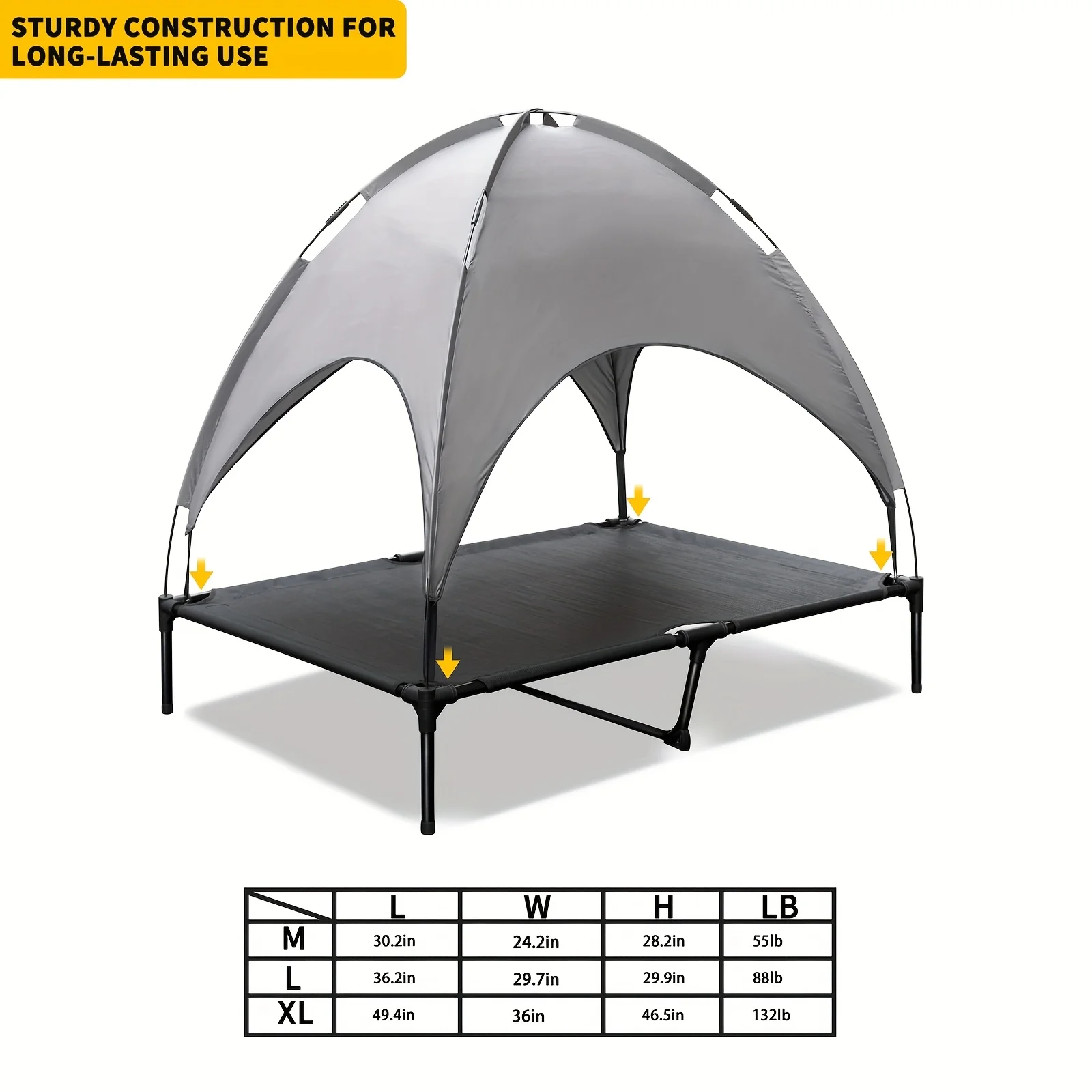 خيمة حيوانات أليفة محمولة مقاومة للرياح وجيدة التهوية للكلاب والقطط - تصميم على طراز الترامبولين، 3 مقاسات (M/L/XL)