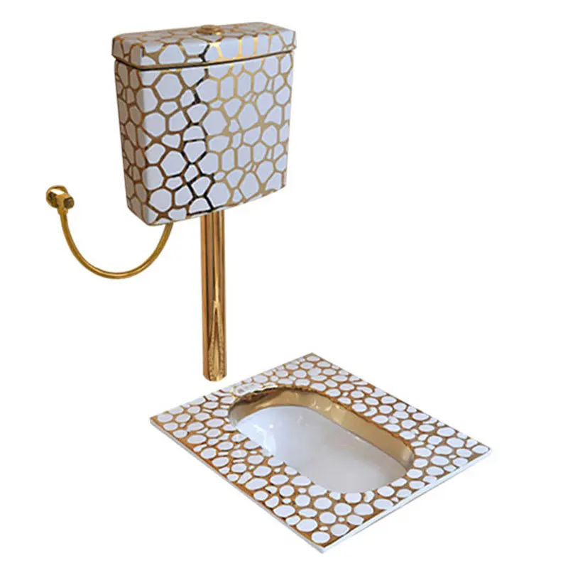 Ceramic electroplated bathroom ware, gold squatting toilet, anti-blocking, deodorant and silent household