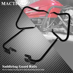 Motorcycle Black Saddlebag Bracket Guard Set Support Bar For Harley Touring Road King Street Electra Glide FLHR FLHX 2014-2023
