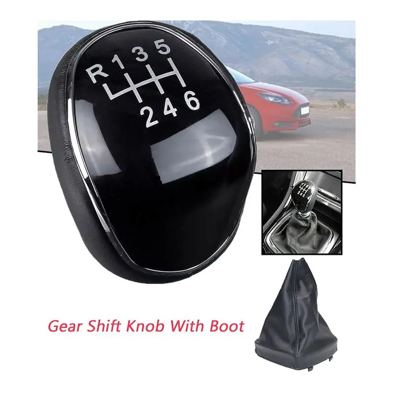 A11M-10X 6 Speed Leather Gear Shift Knob Shift Lever Gaitor Boot Cover For Ford Mondeo Mk4 (2007-2014)