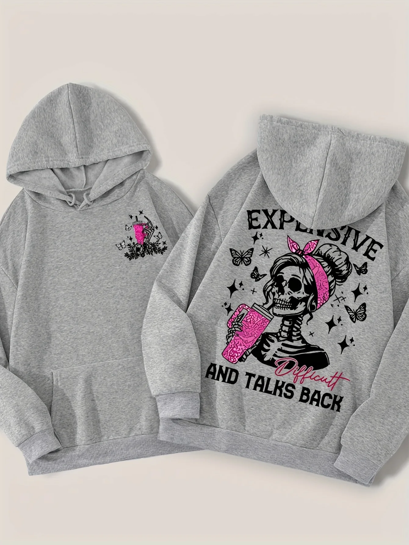 

Skull Graphic Printing Autumn and Winter Pure Cotton Men's and Women's Hoodies Outdoor Street Sports Training Brand Trend