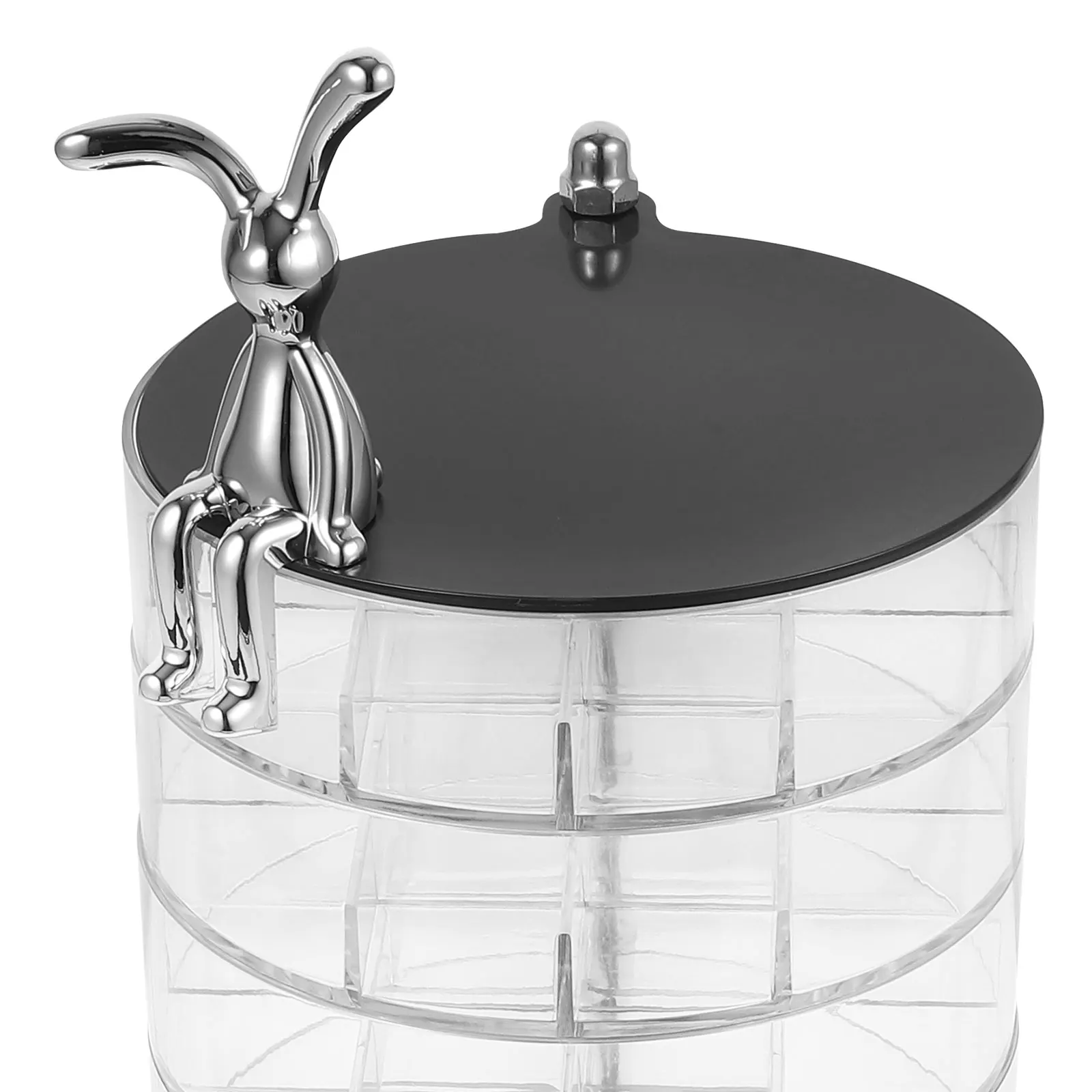 

Rabbit Jewelry Box 4 Layers Clear Multi Grid Desktop Organizer Storage Holder for Makeup Cosmetics Jewelry Display Tool
