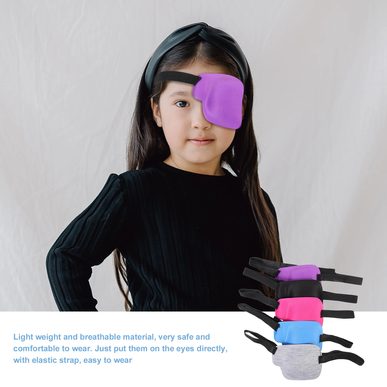 

5 Pcs Single Patch for Adults Kids Left Eye Covers Reusable Breathable Polyester Eye Protection Amblyopia Correction Lightweight