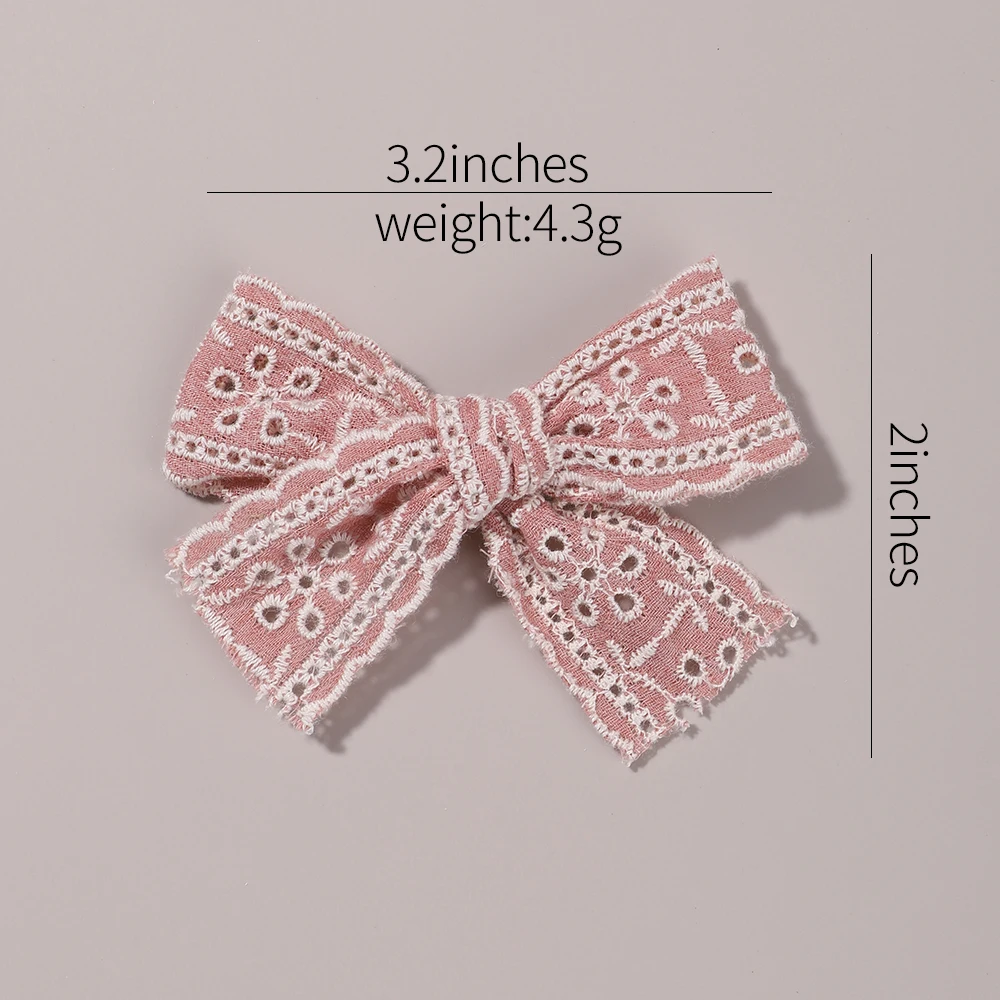 4Pcs/Set Cotton Solid Color Hollow Lace Bows Hair Clip for Kids Girls Bowknot Barrettes Hair Pins Baby Headwear Hair Accessories