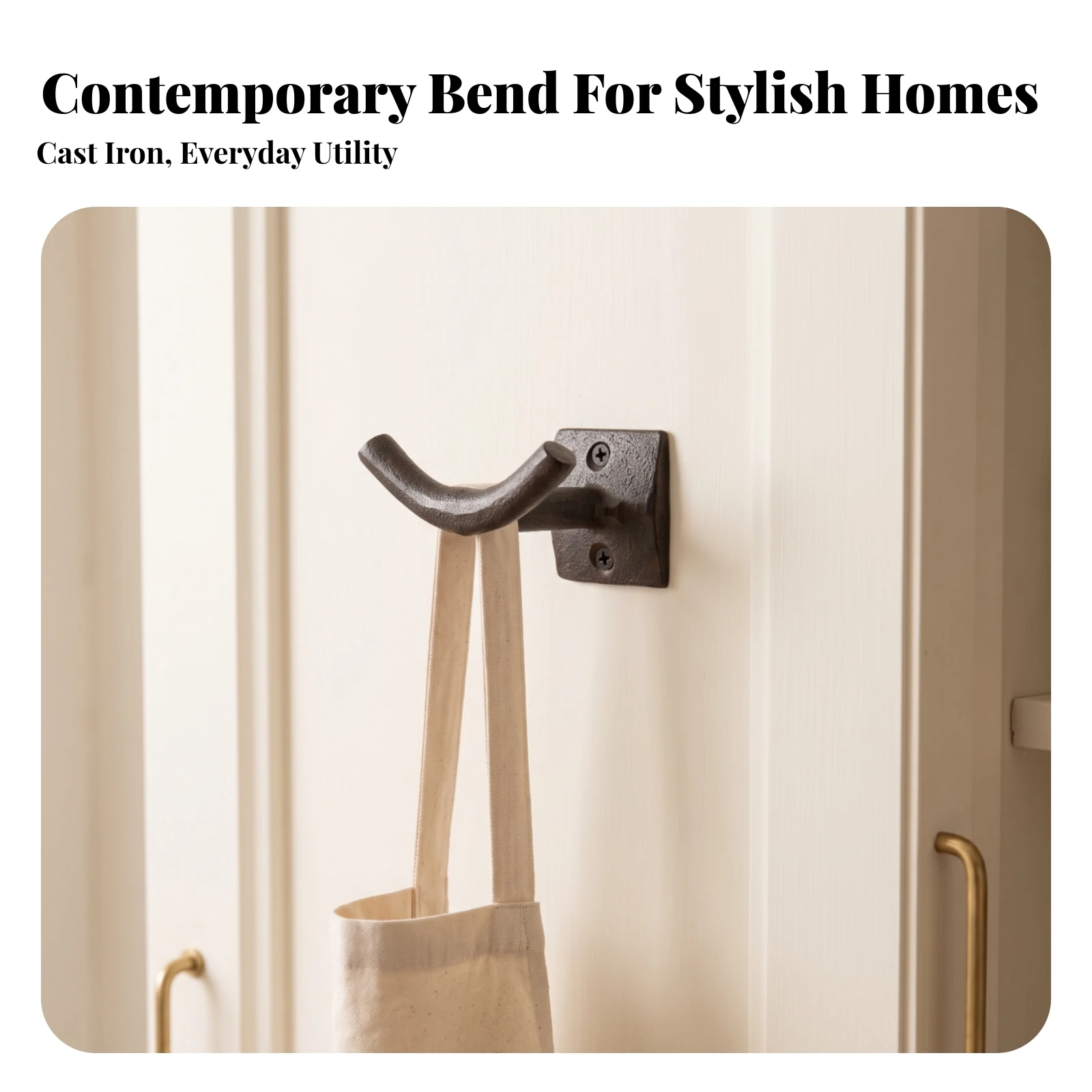 Cast Cast-Iron Wall Hook Rustic Double Coat Hook Hooks Space-Saving Hardware Easy to Install for Entryway, Closet