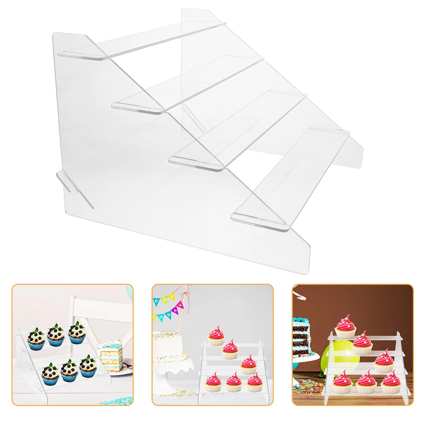 

4-Tier Acrylic Display Rack Clear Countertop Riser Stand For Cupcakes Figures Models Crafts Storage Organizer Tiered Shelf