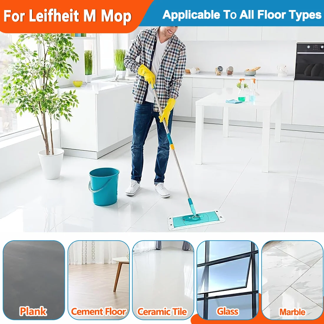4 pcs/6 pcs White Green Stripe Mop Refill Pads Compatible for Leifheit M Mop Washable Wet‑Dry Home Commercial Holiday Cleaning view 6