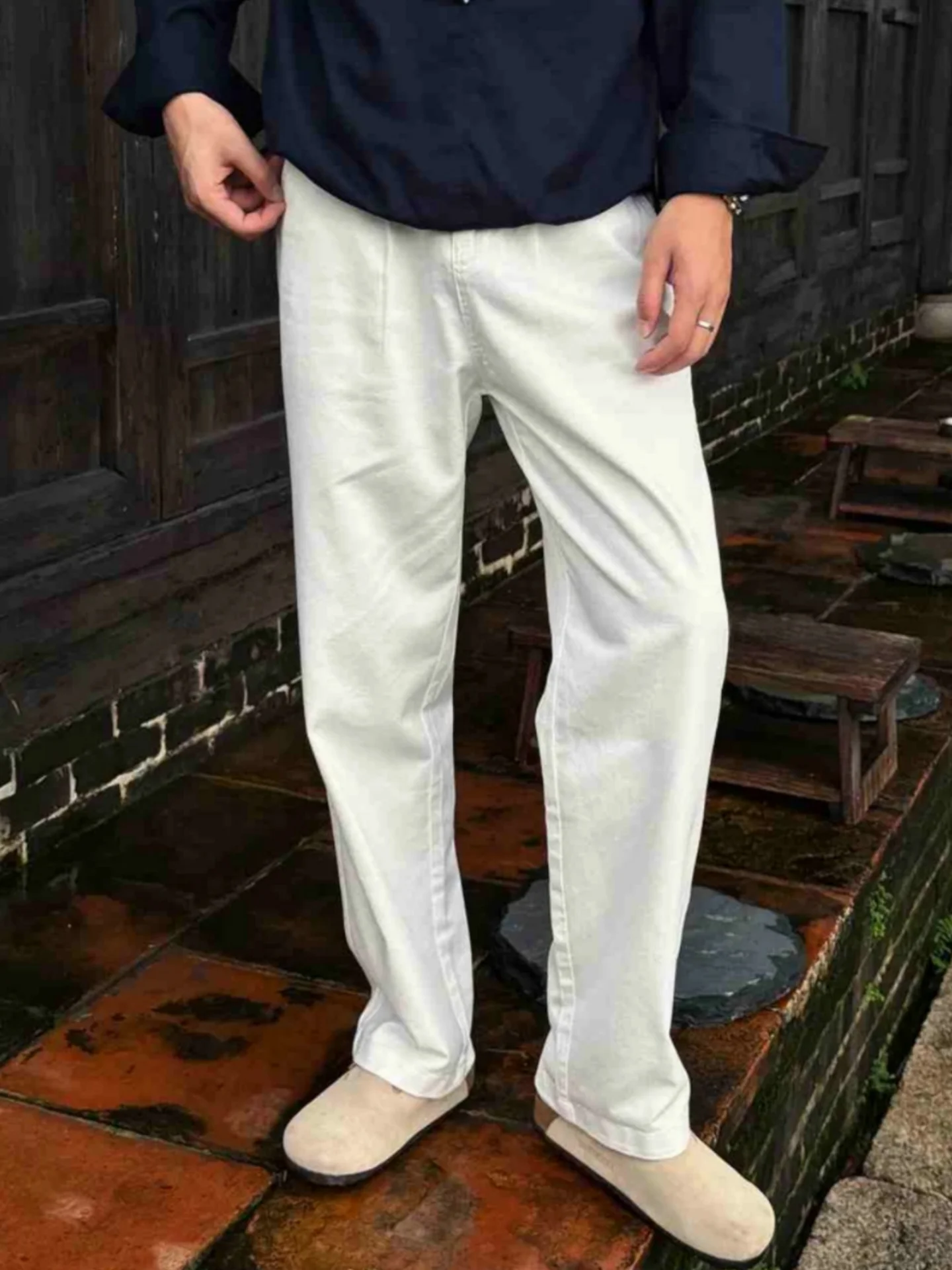 

Удобные мужские повседневные брюки прямого кроя, однотонные, простые, стильные, в стиле Old Money, для осеннего сезона, на каждый день