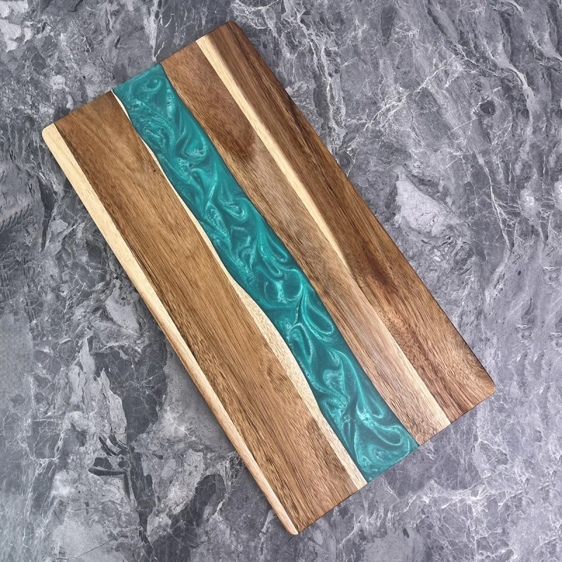 Wood cutting board with imitation river pattern resin, kitchen steak cheese bread cutting board tray, pizza fruit cheese board