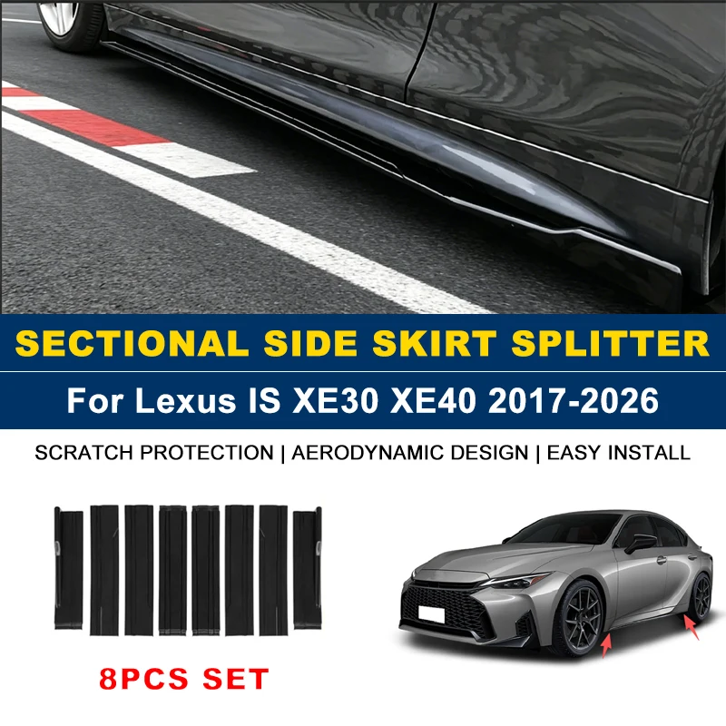 

2.2m Sectional Side Skirt Extension Lips Side Spoiler, Car Exterior Modified Upgrade Kit For Lexus IS XE30 XE40 2017-2026 2018