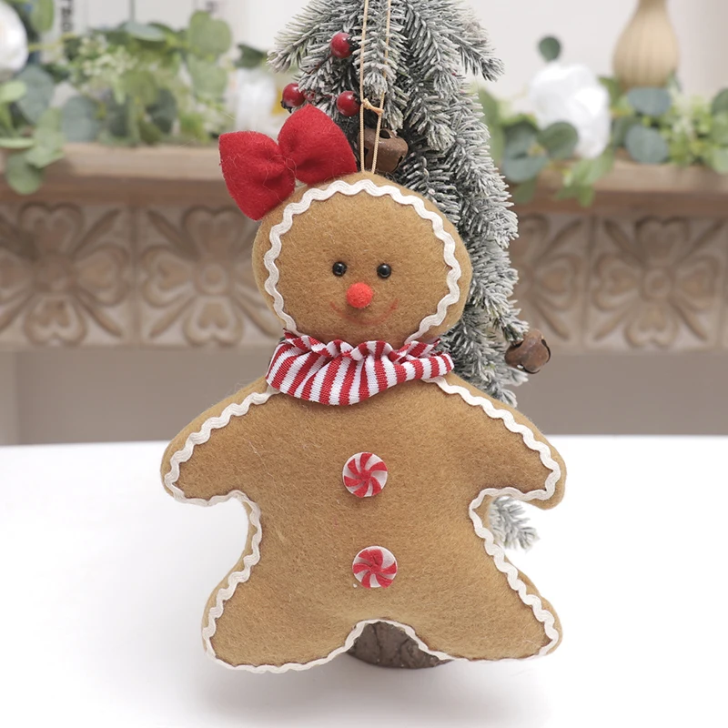 Weihnachten Neujahr Dekoration für Zuhause Plüsch Puppe Lebkuchen Mann Weihnachten Baum hängen Ornament Indoor Anhänger Kind Geschenk Dekor