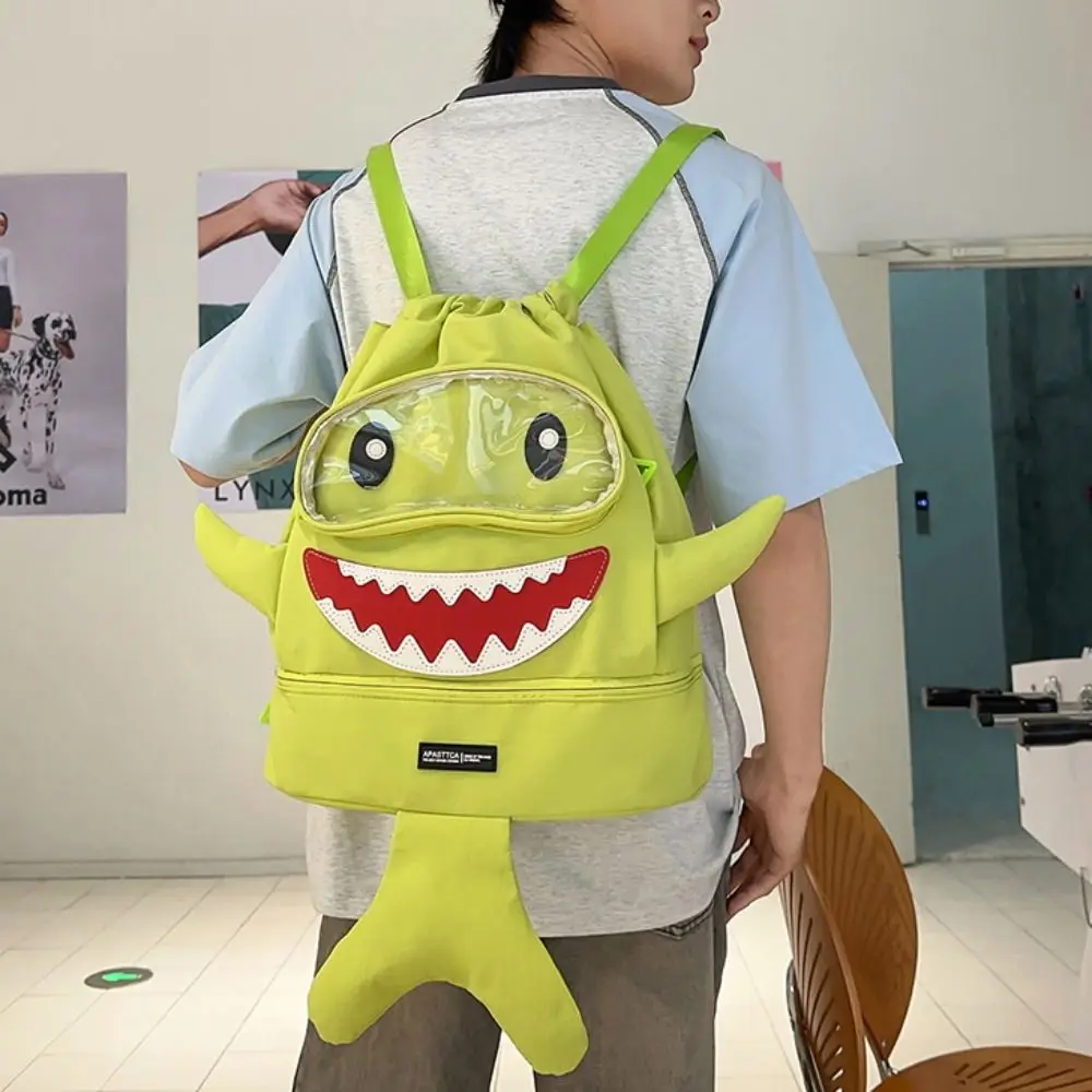 Waterproof Backpack Quick Dry Lightweight Design Sports Backpack Wet Dry Separation Adjustable Straps Shark Bookbag Outddoors