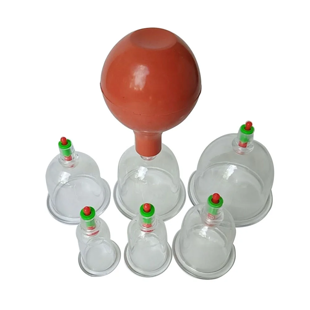 

6Pcs Vacuum Cupping Set Transparent Cups with Rubber Pump Traditional Chinese Body Therapy Home Use Cupping Device