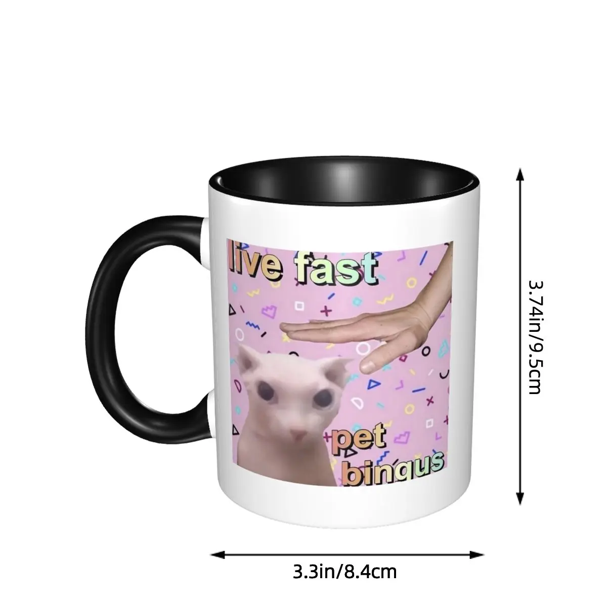 Live Fast Pet Sphynx Bingus Kitten Cat Mug Funny Ceramic Coffee Cups Tea Mugs Milk Cup Drinkware Gifts for Woman Man