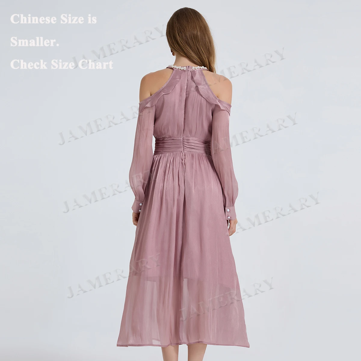 Robe de soirée de luxe en Satin pour femmes, Sexy, manches longues, épaules dénudées, perles de cristal, robes de bal d'anniversaire, automne