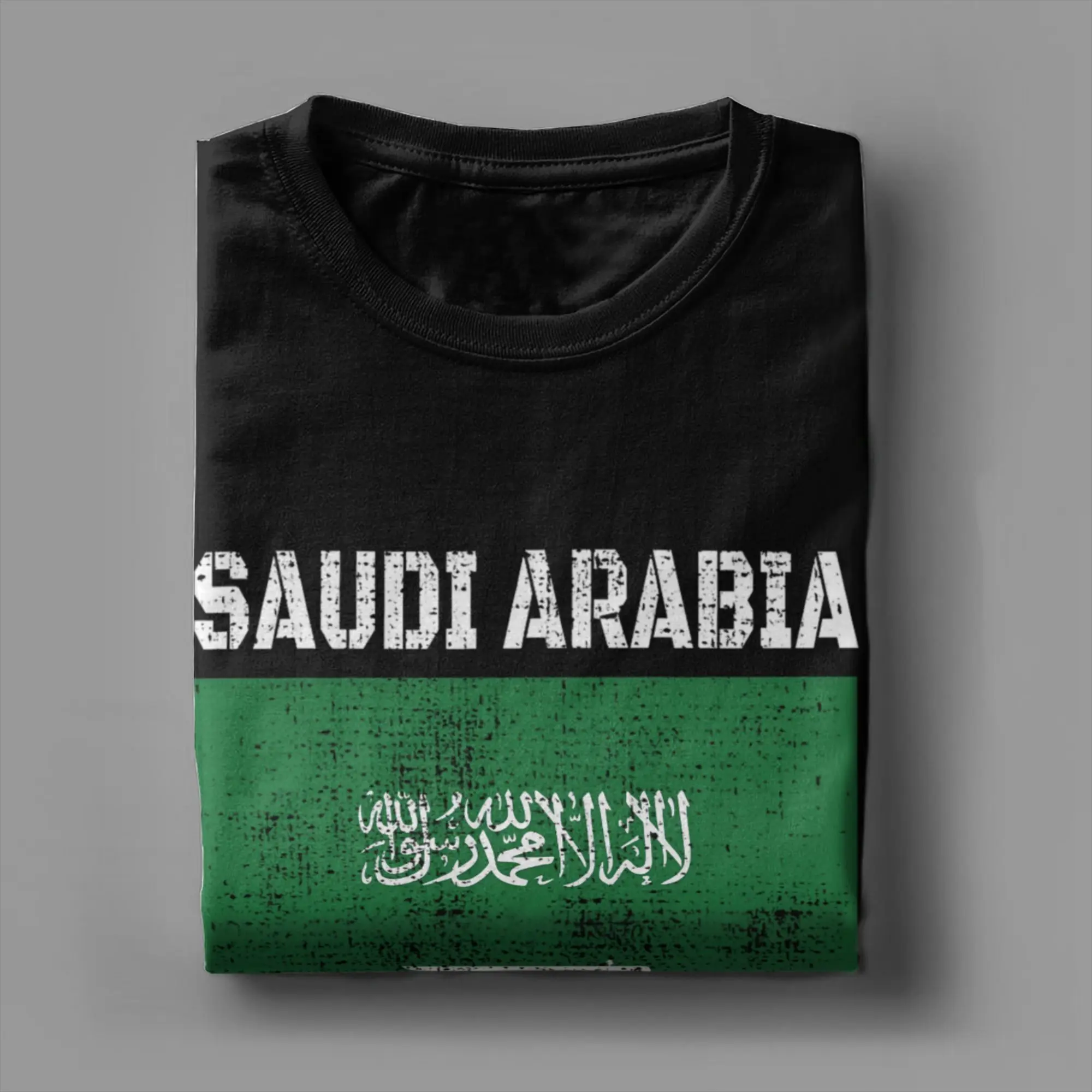 مضحك المملكة العربية السعودية دعم قوي المملكة العربية السعودية العلم تي شيرت الرجال Crewneck القطن تي شيرت قصير الأكمام تيز الجرافيك القمم