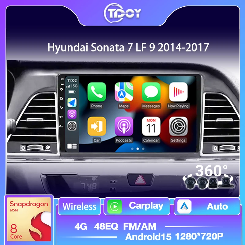 

9" Car Radio For Hyundai Sonata 7 LF 9 2014-2017 Android 15 Carplay Auto Multimidia Video Player HD Touch Screen Head Unit WIFI