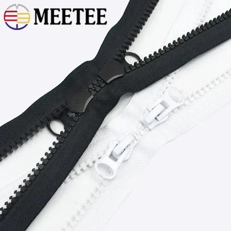 1Pc 60-300cm 5# 8# Resin Zipper Double Slider Zip Black White Single Puller Open-End Zippers Clothes Sewing Zips RepairAccessory