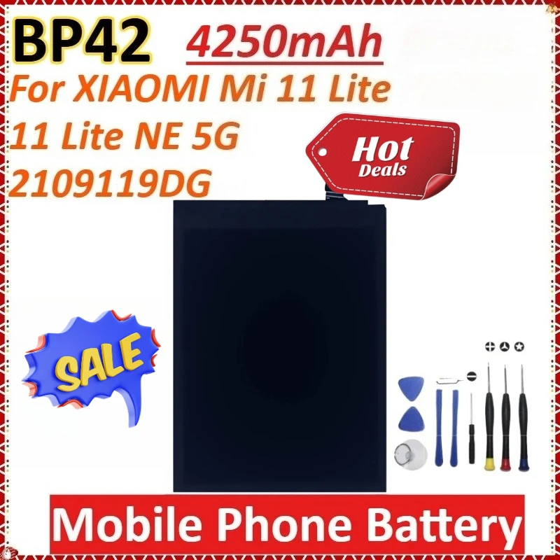 

Newly upgraded BP42 4250mAh for XIAOMI Mi 11 Lite/11 Lite NE 5G/2109119DG High-Capacity Replacement Mobile Phone Battery+Tools