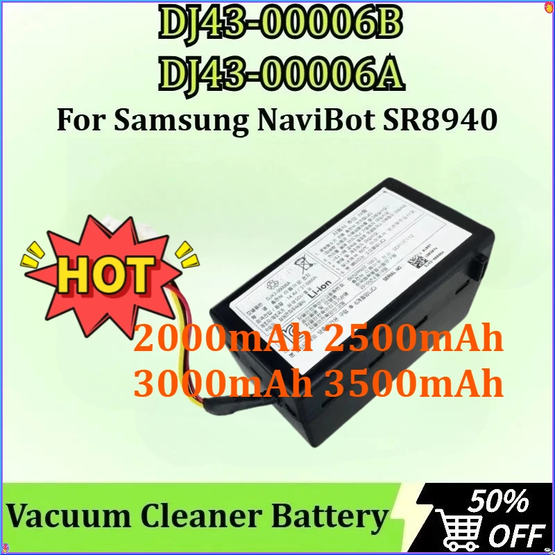 New2000-3500mAh 14.4V DJ43-00006A DJ43-00006B  for Samsung NaviBot SR8940 Vacuum Cleaner Sweeping Machine Rechargeable Battery