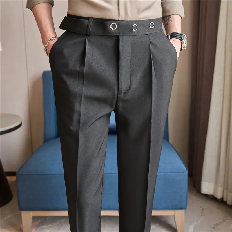 Men\'s Dress Pants Trousers 2024 Spring New Solid Casual Slim Suit Pants Business Straight Pantalones Hombre Fashion Men Clothing