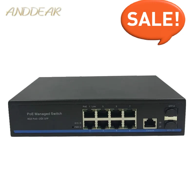 

Management 8 Port 10/100/1000Mbps PoE Ethernet Switch Managed Switch With 2 Gigabit SFP Slots IGMP VLAN Management PoE Switch