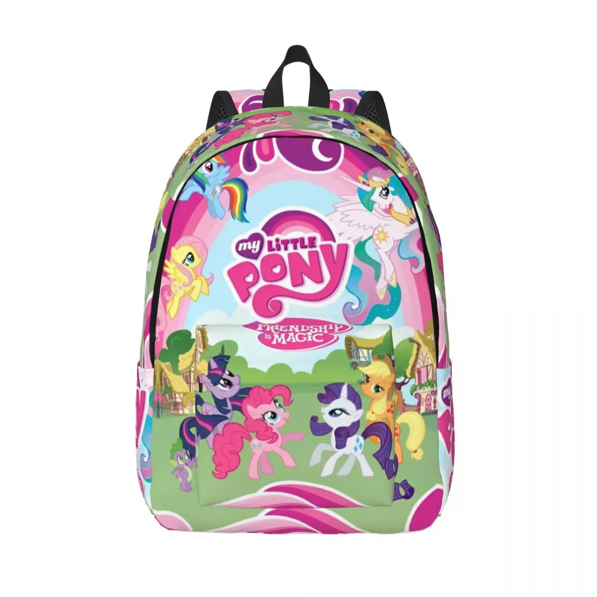 Little Cartoon Ponys Mochila para Homens e Mulheres, Mochila Adolescente Anime, Durável, Ensino Médio, Caminhadas, Viagem, Mochila Amizade, Bolsa de Ombro Laptop